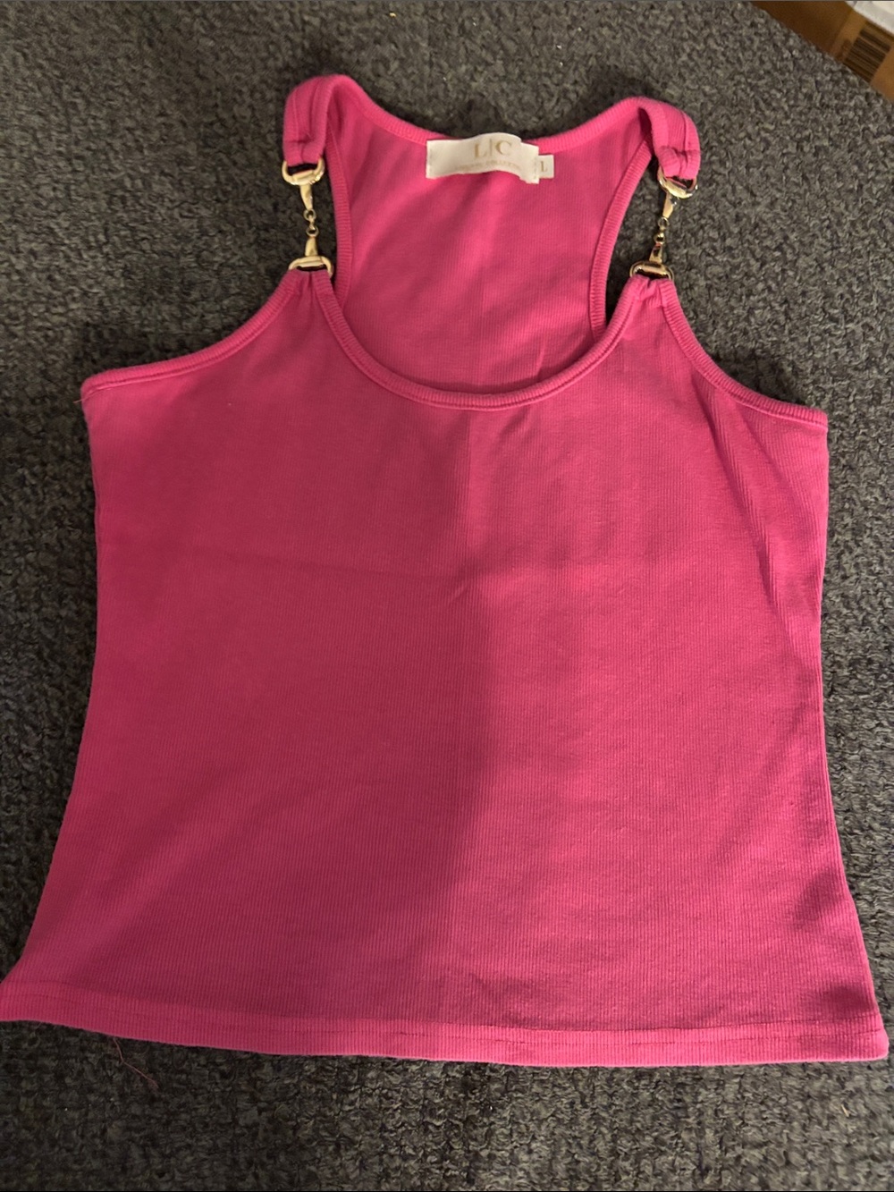 Lizette Collection Pink Tank Top with Chain Straps